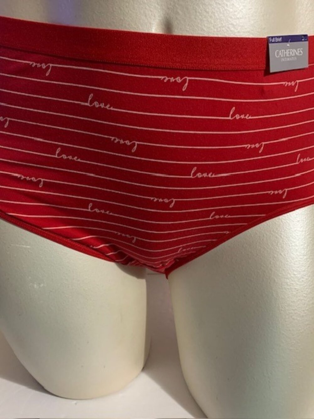 Catherines Full Brief Panties Underwear Cotton Blend Love Valentine Red Plus 2X